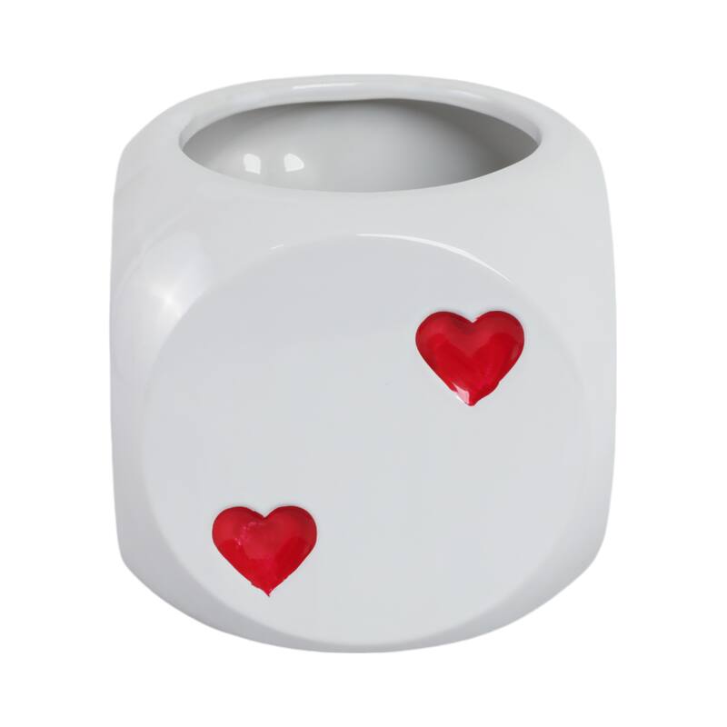 Decorative Ceramic Dice Planter or Flower Pot - 6" - 6.0"