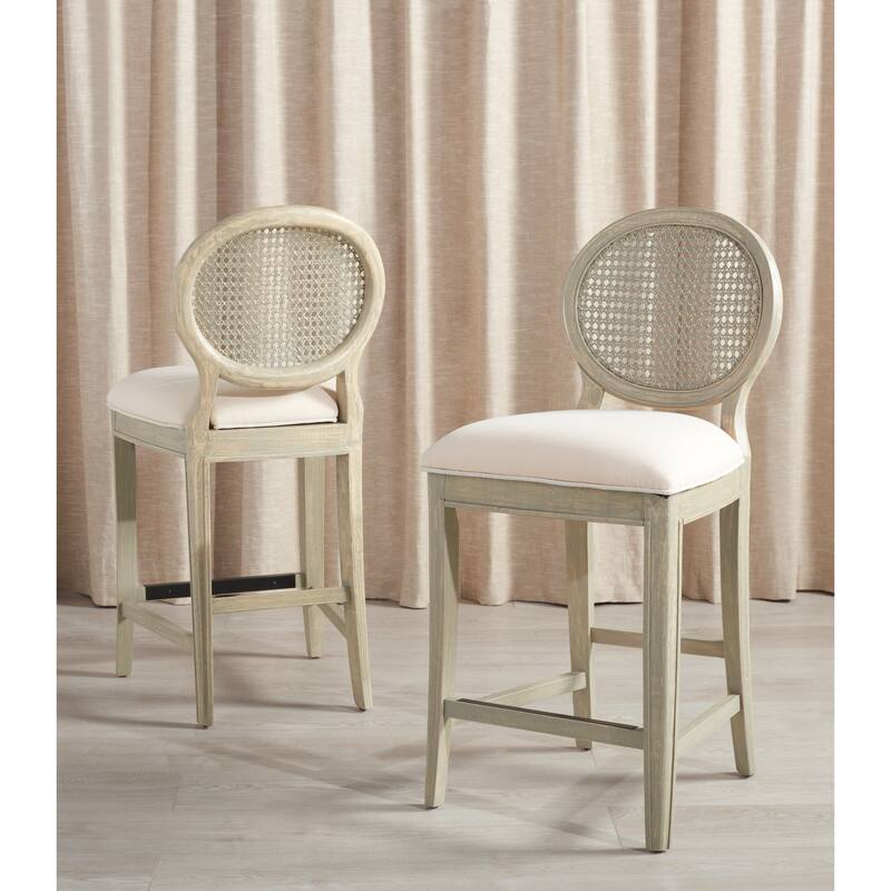 SAFAVIEH Couture Lyuda Rattan Counter Stool (Set of 2) - 19Wx23Dx40H