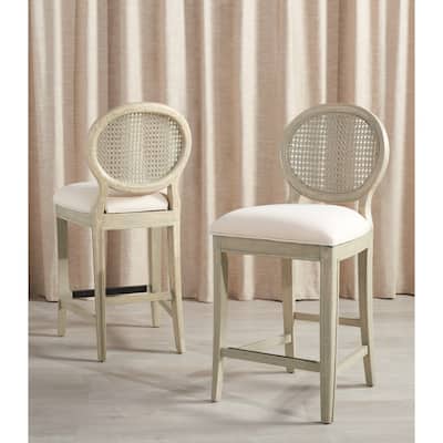 SAFAVIEH Couture Lyuda Rattan Counter Stool (Set of 2) - 19Wx23Dx40H