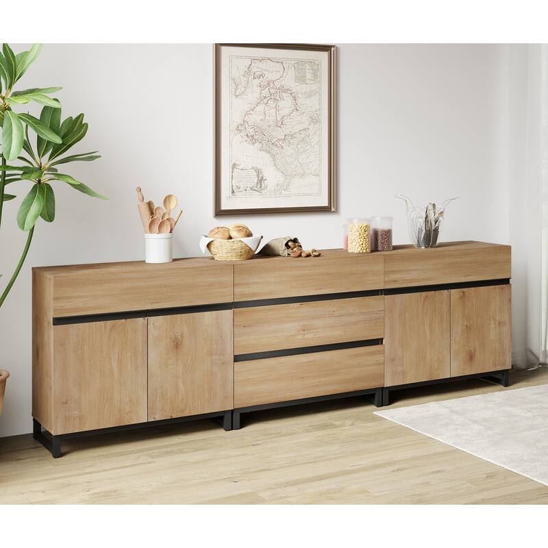 WAMPAT Storage Cabinet, 3 in 1 Modern Sideboard