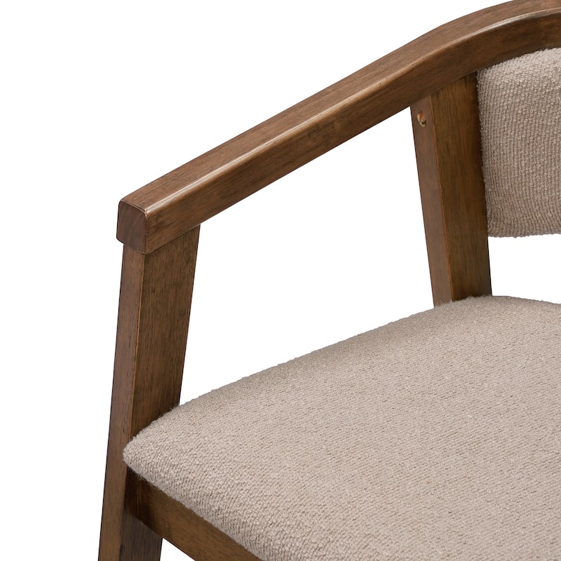 Christopher Knight Home - Noren Mid-Century Boucle Upholstered U-Shaped Dining Chair with Armrest - Set of 2