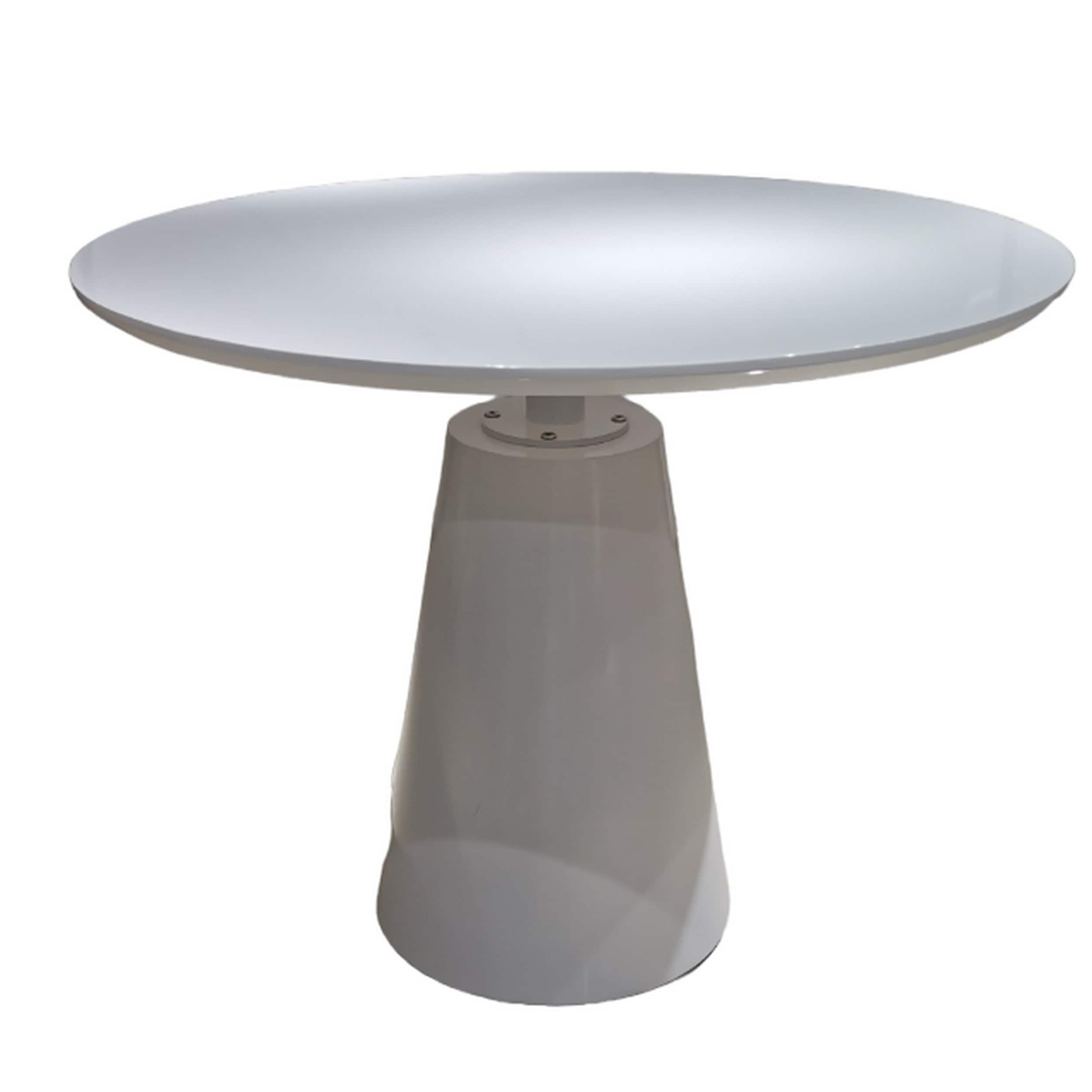 42 Inch Dining Table, Lacquer Round Tabletop, Pedestal Metal Base ...