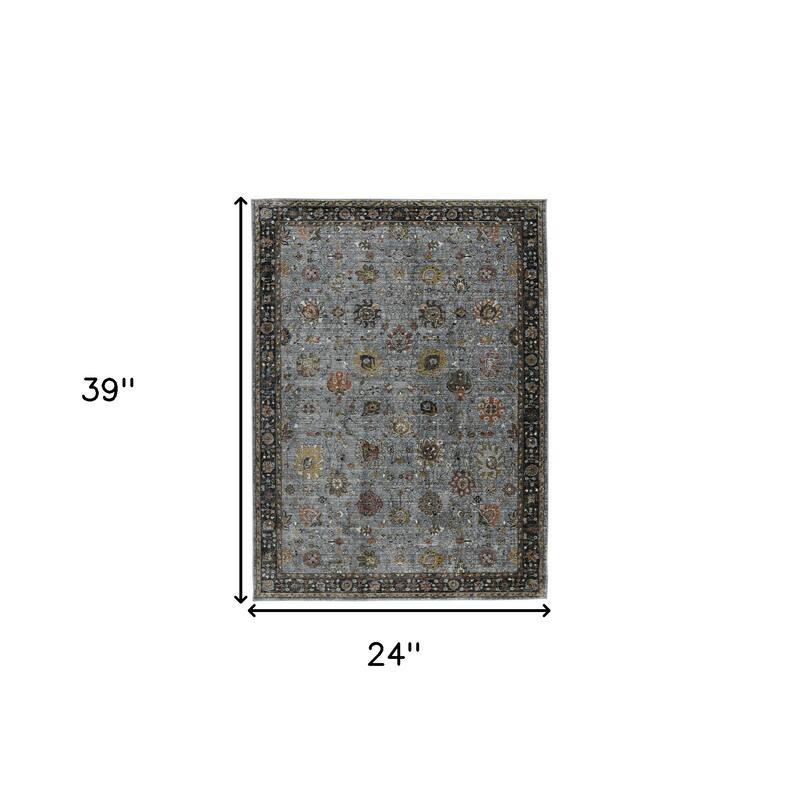 HomeRoots Floral Medallion Transitional Rectangle Area Rug - 39.00 in. x 24.00 in. x 0.30 in.