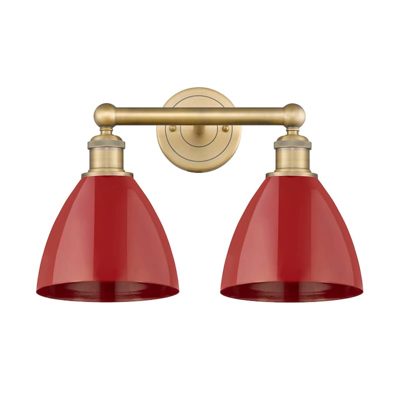 Innovations Lighting 616-2W-12-17 Plymouth Vanity Plymouth Dome 2 - Brushed Brass / Red