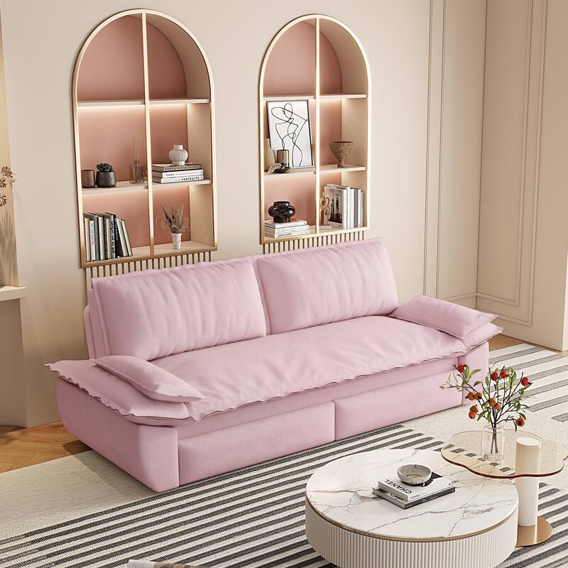 GDFStudio - Velvet 73.2" 3-in-1 Convertible Pull Out Sofa Bed