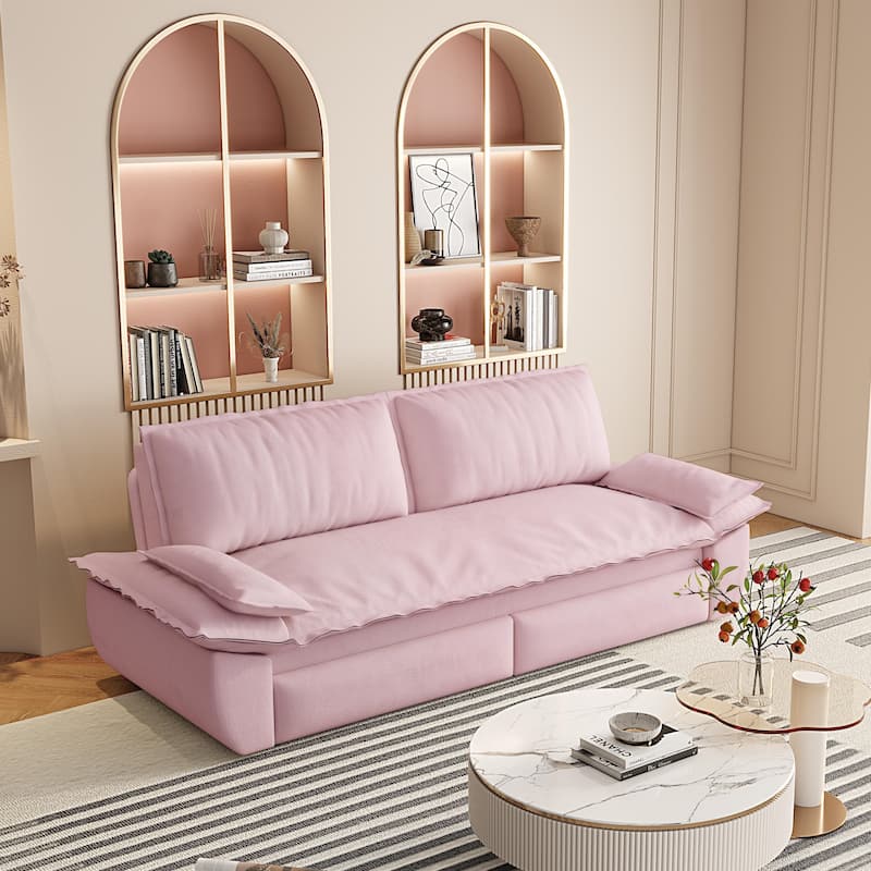 Sleeper Sofa Bed for Living Room, 73.2" Pull Out Couch Velvet Loveseat Sofa Bed, 3 in 1 Convertible Beds for Apartment