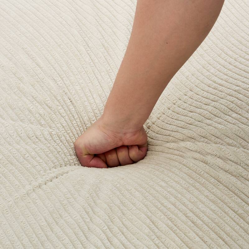 Modern Rectangle Oversized Stripe Corduroy Ottoman