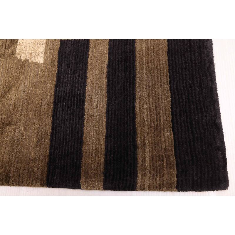 ECARPETGALLERY Hand-knotted Opulence Olive Silk, Wool Rug - 6'0 x 8'9