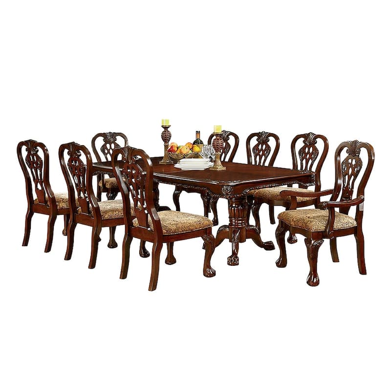 Dining Table Set in Brown Cherry Finish