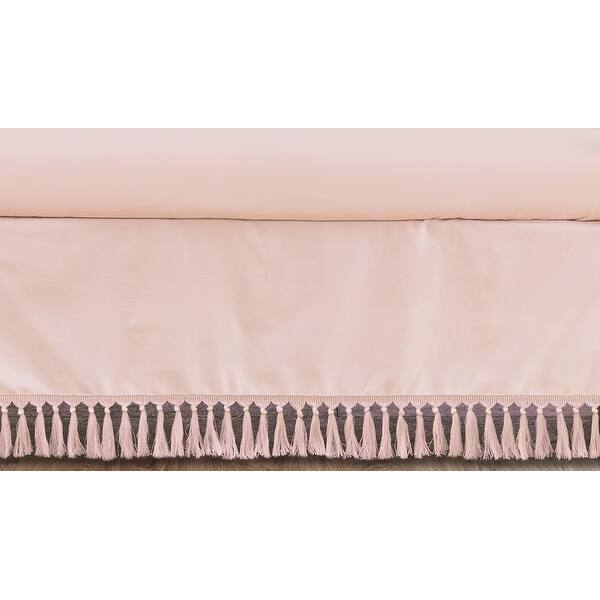 slide 2 of 2, Pink Boho Bohemian Girl Crib Bed Skirt - Solid Blush Shabby Chic Princess Luxurious Luxury Elegant Vintage Designer Boutique