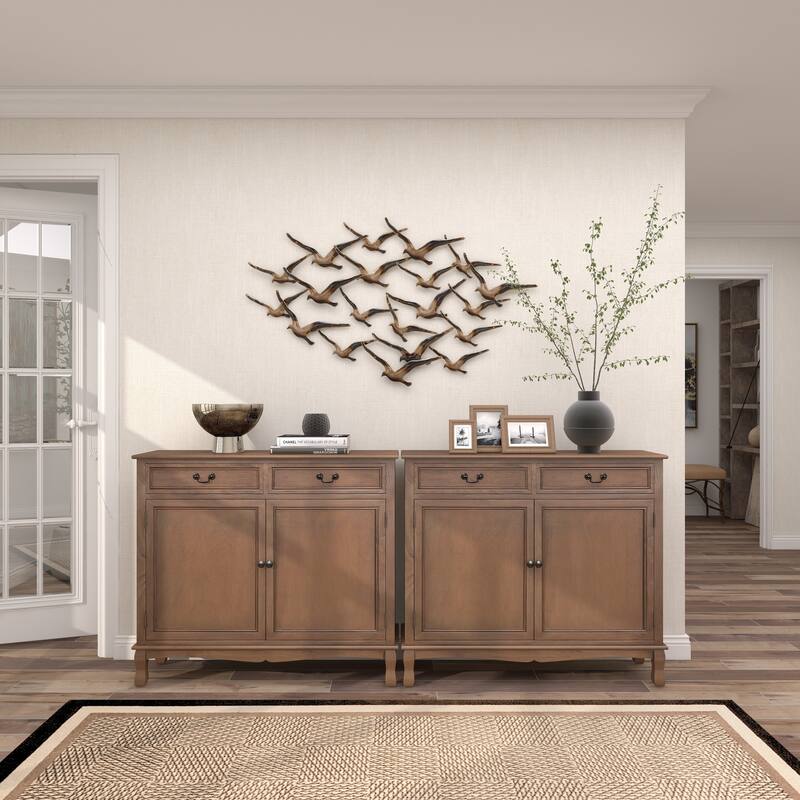 Metal Bird Flying Flock Of Home Wall Decor - Gold - Roche River Decor