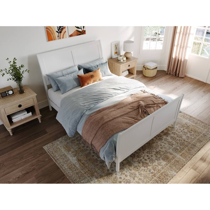 AFI, Portland Solid Wood Low Profile Platform Bed with Matching Footboard