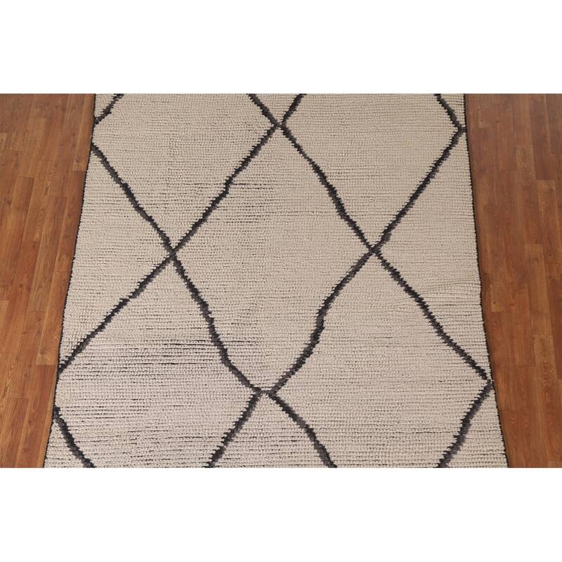 Moroccan Area Rug Handmade Wool Carpet - 6'1"x 8'9"