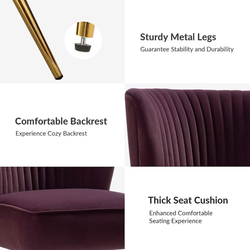 Monica 22''W Upholstered Modern Tufted Accent Side Chair with Gold Legs by HULALA HOME