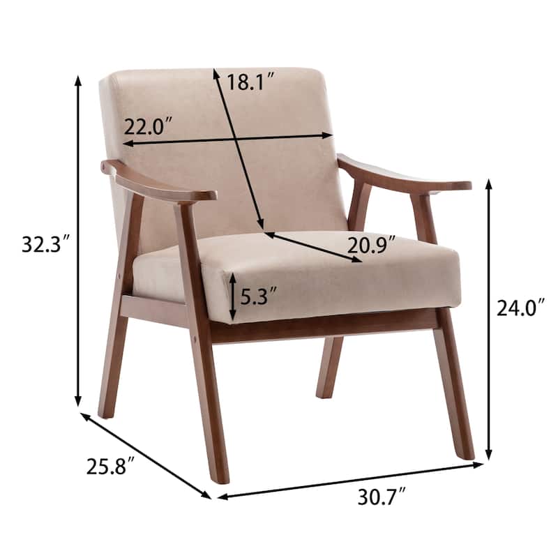 Modern Velvet Accent Chair with Solid Wood Frame