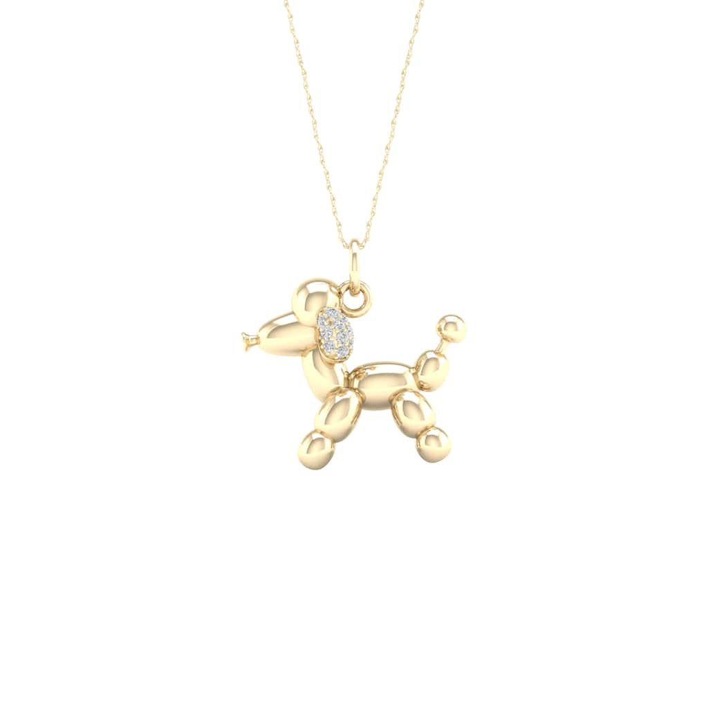 1/20ct TDW Diamond Charm Poodle Pendant Necklace in Silver for Women
