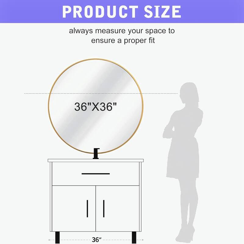 36 IN Metal Round mirror