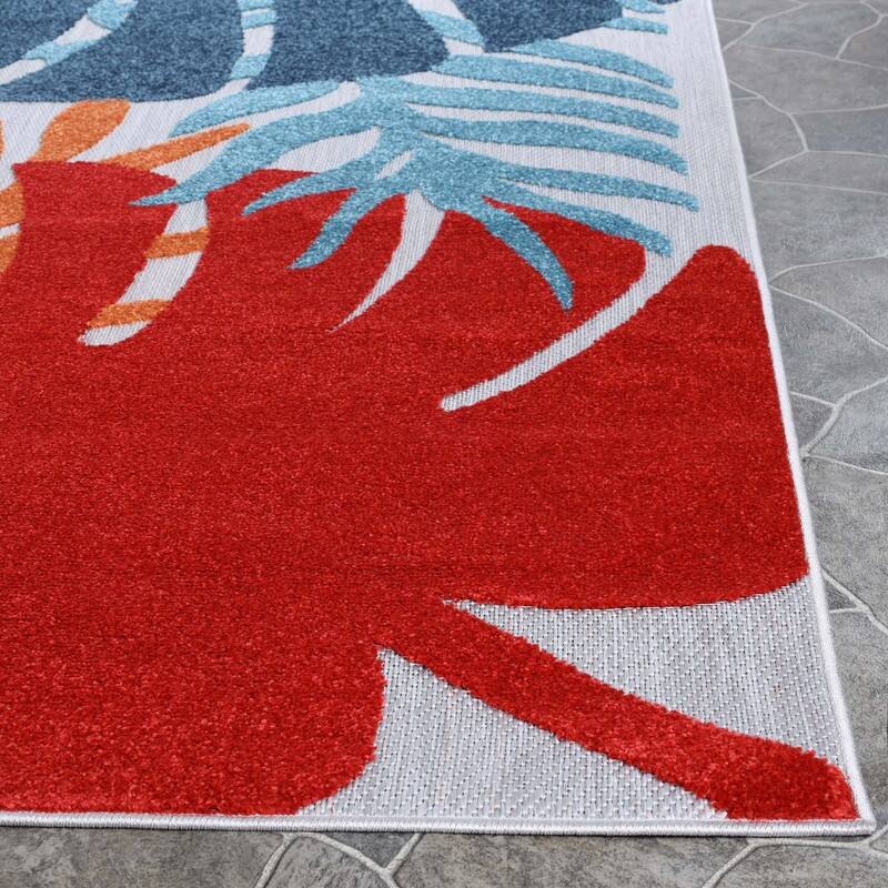 Superior Waikiki Modern Oversized Tropical Leaves Coastal Indoor Outdoor Area Rug