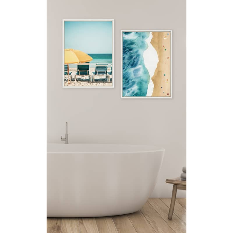 Kate and Laurel Sylvie Yellow Umbrella 2 Framed Canvas by Alicia Bock