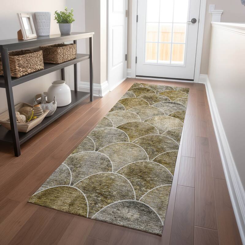 Machine Washable Indoor/ Outdoor Chantille Contemporary Rug - Taupe - 2'3" x 7'6"