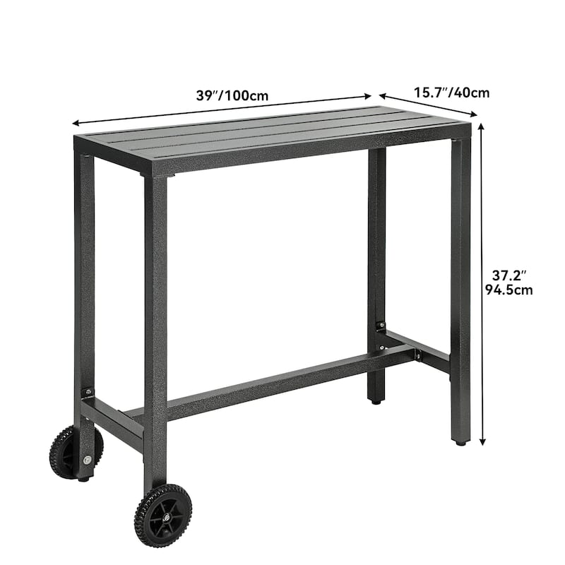 Moasis Patio Metal Counter Table Bar Table with Wheels (Table Only)