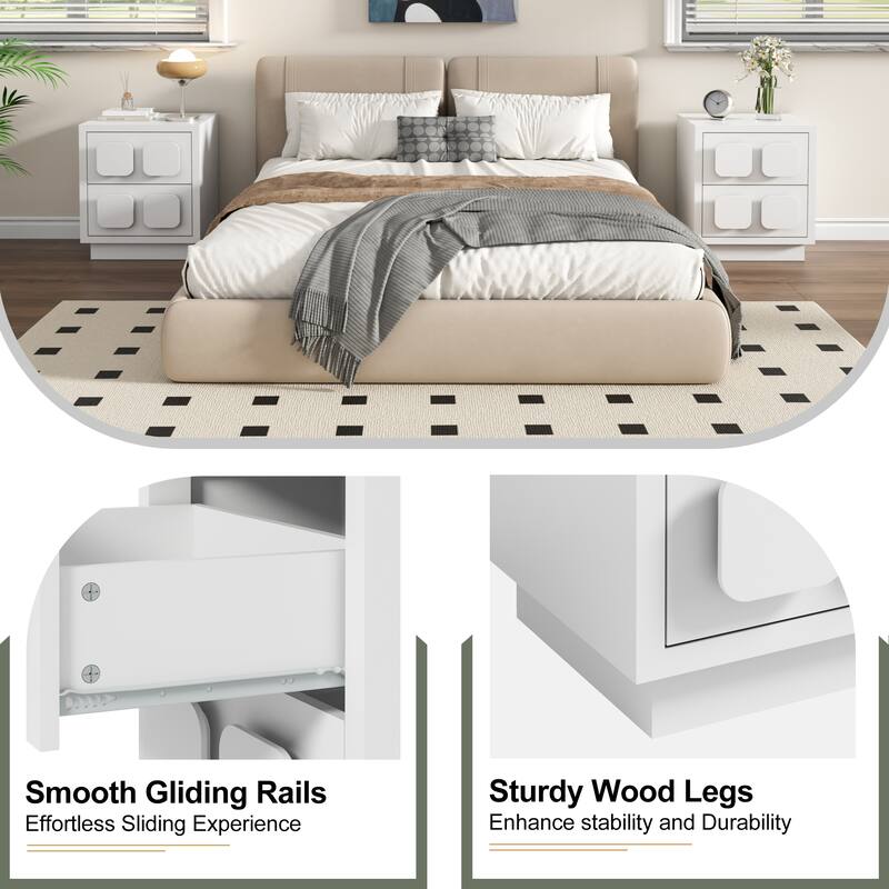 2 Drawers Nightstand Accent End Table Bedside Table