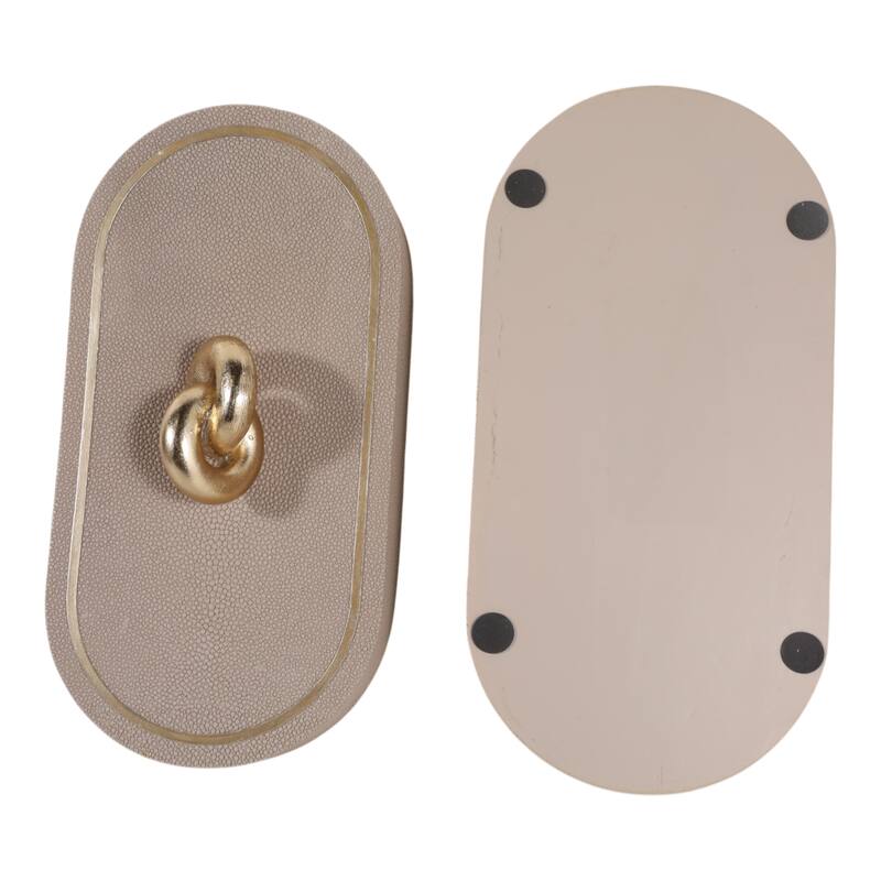 Oval Shape Decorative Box with Textured Finish - Multi-Purpose Decorative Storage and Organizer - 14", Tan - 14" x 7" x 8.25"