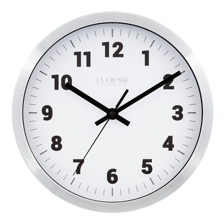 La Crosse Clock 404-2626 10 inch Silver Metal Analog Wall Clock