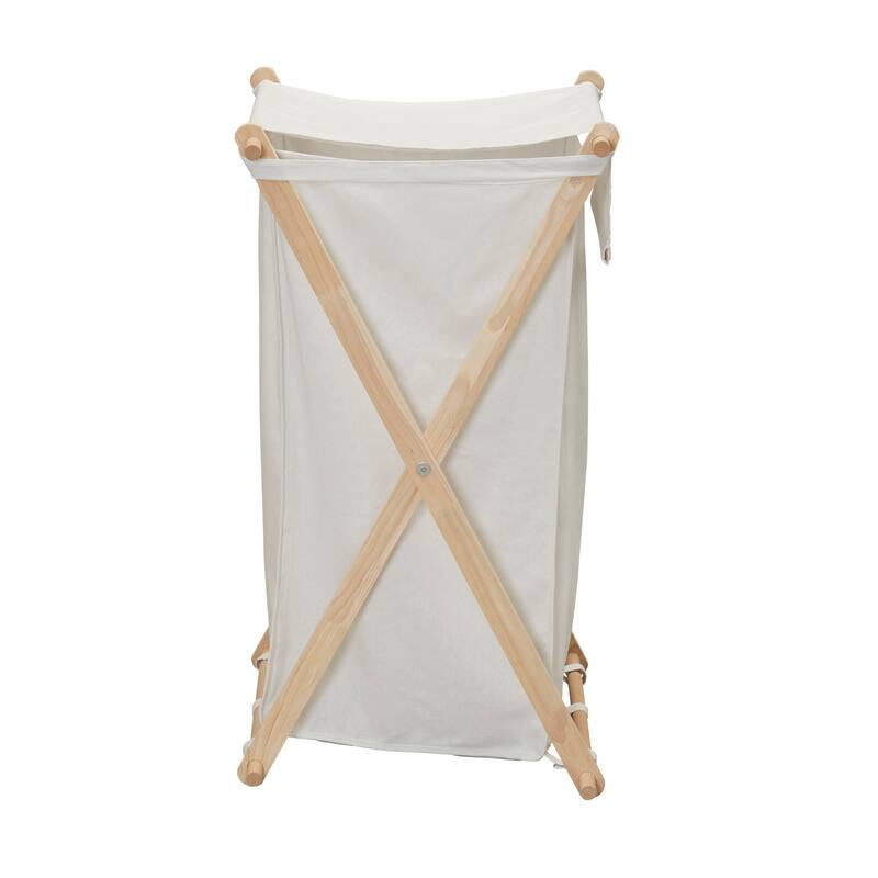 Household Essentials Folding X-Frame Wood Laundry Hamper