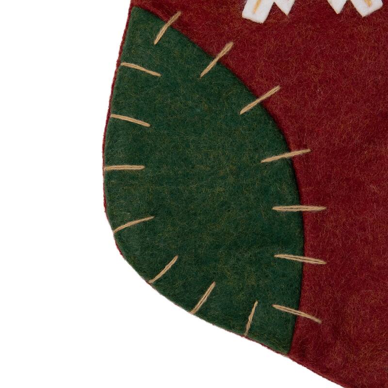 20" Green Red Snowflake Applique Christmas Stocking Blanket Stitching