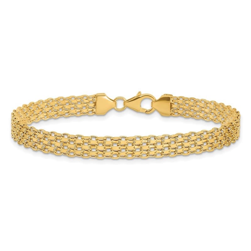 Curata 14k Yellow Gold Italian 7.5" 6.2mm Wide Bismark Link Bracelet