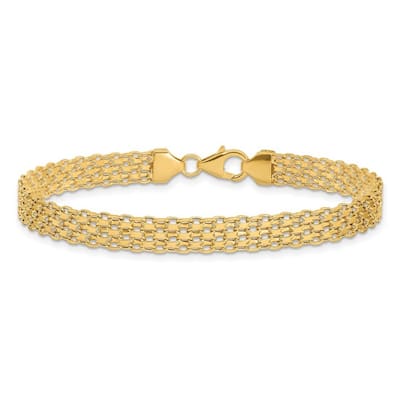 Curata 14k Yellow Gold Italian 7.5" 6.2mm Wide Bismark Link Bracelet