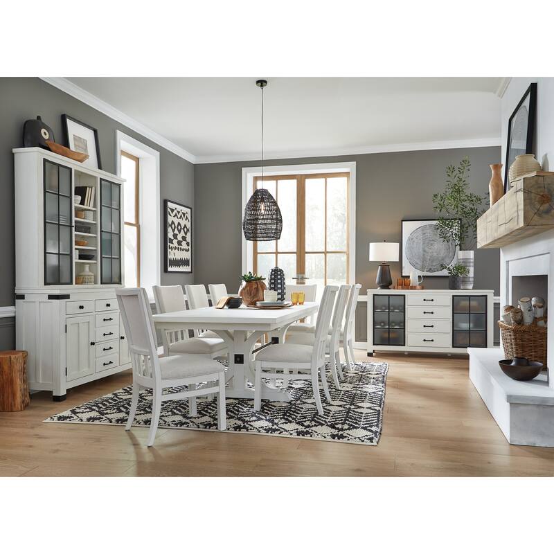 Magnussen Home Harper Springs Silo White Extendable Trestle Dining Table - 40''W x 80''D x 30''H