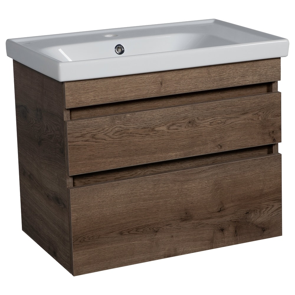 Modern Wall-Mounted Bathroom Vanity with Washbasin Niagara Rosewood Non-Toxic MDF-24"-Diamond 32"