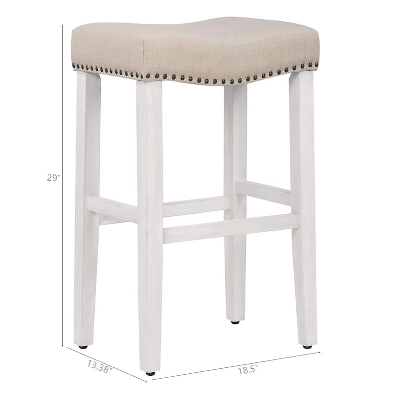 Jameson Upholstered Polyester Antique White 29 Inch Bar Stool (Set Of 2)