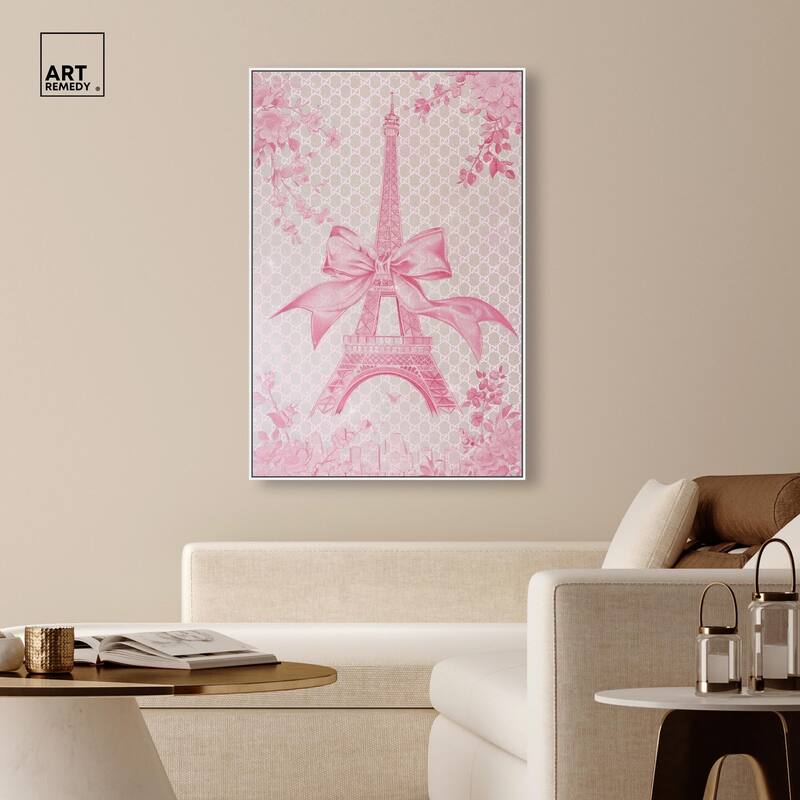 Ribbon Eiffel Tower Canvas by Art Remedy