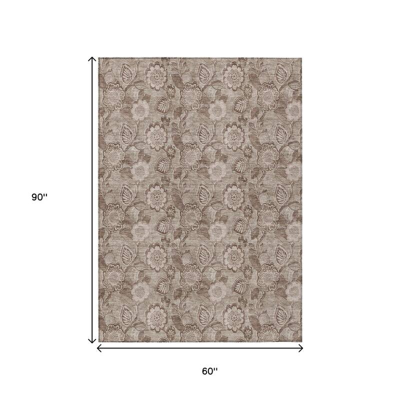 HomeRoots Floral Transitional Rectangle Outdoor Rug