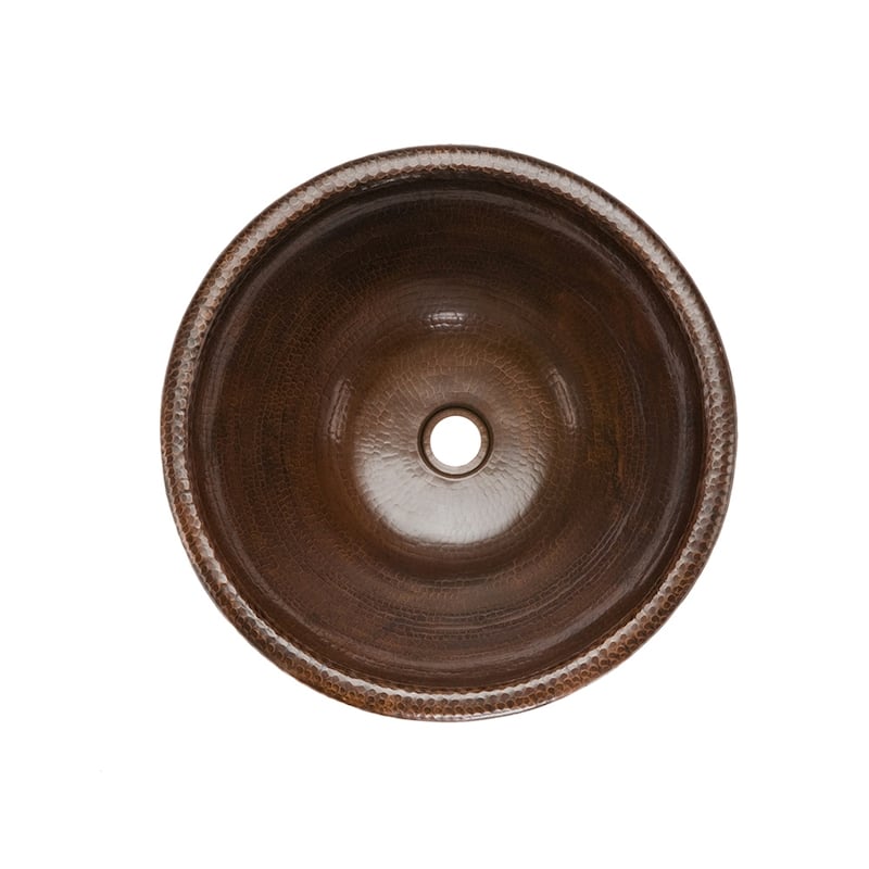 17-in Round Self Rimming Hammered Copper Bathroom Sink (LR17RDB)