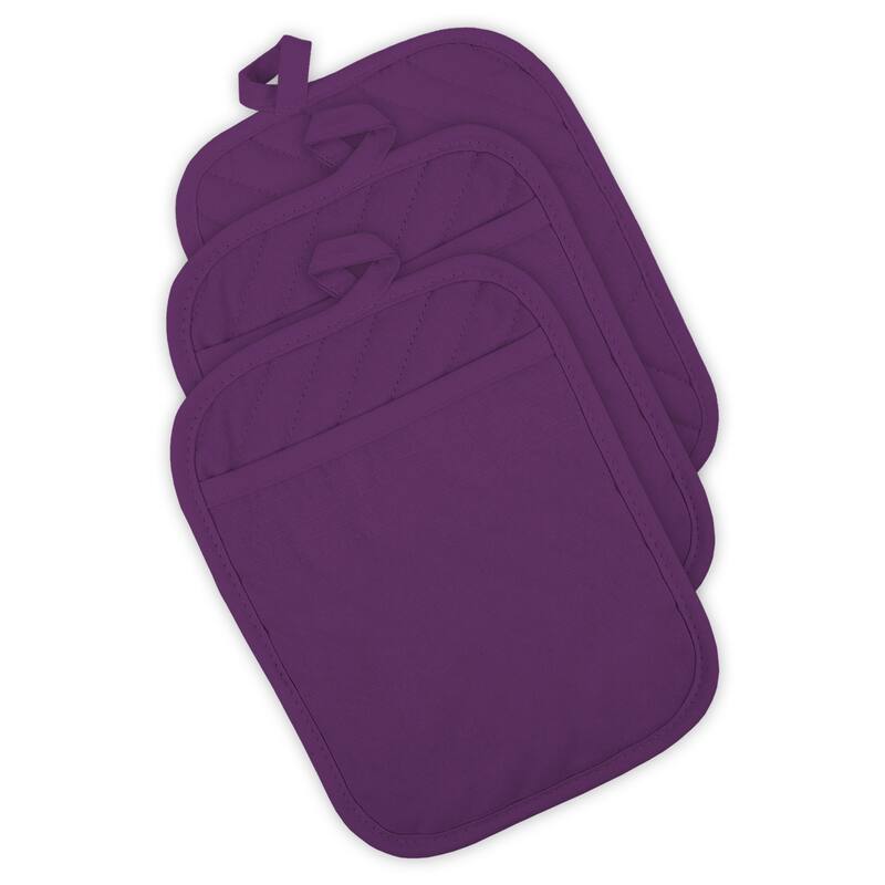 DII Quilted Kitchen Potholder Set (Set of 3) - eggplant