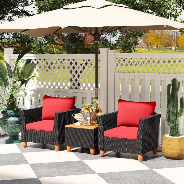 【限定品】 Outdoor PCS 3 Costway Patio Set Furniture Bistro Rattan その他