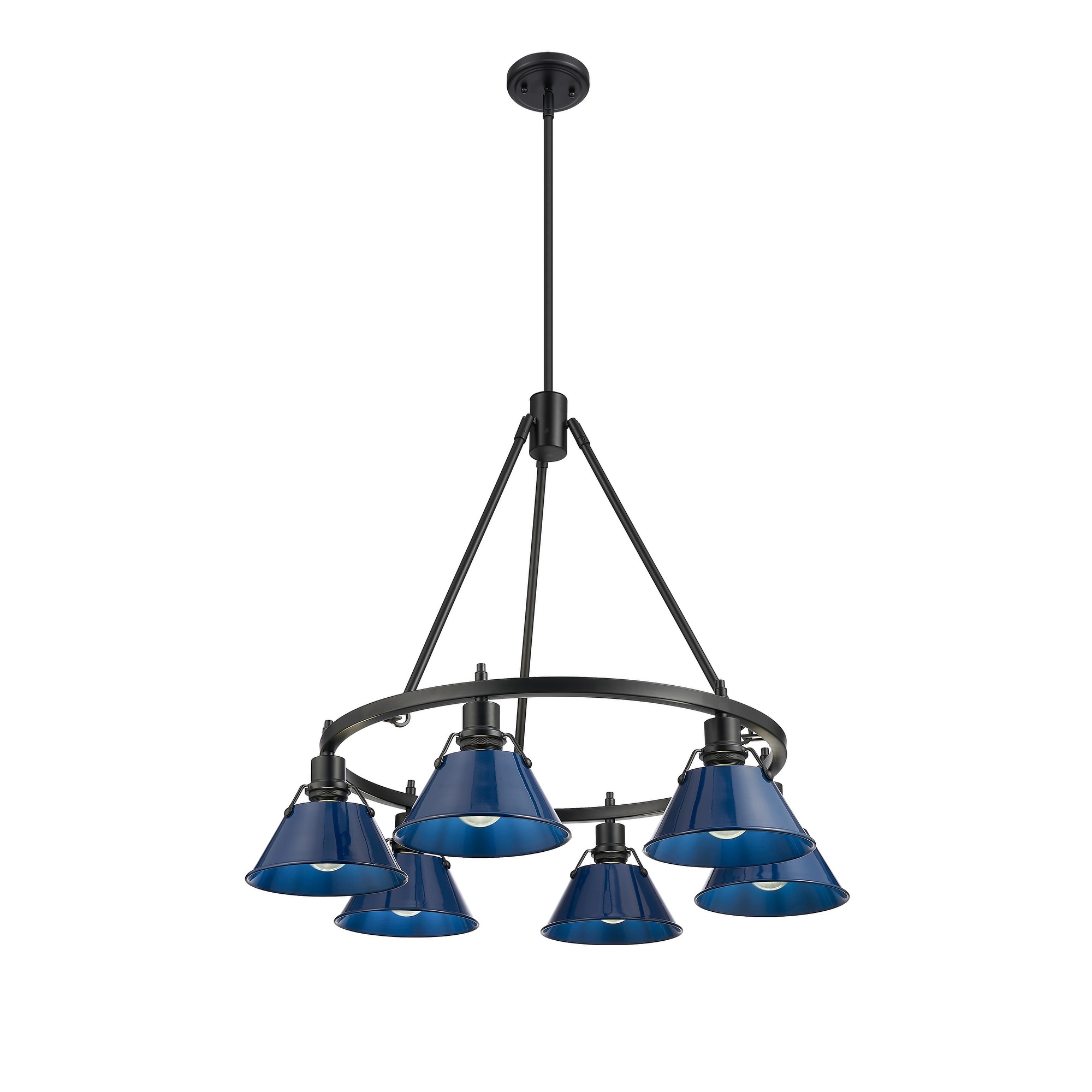 Orwell 6-Light Chandelier in Matte Black with Matte Navy