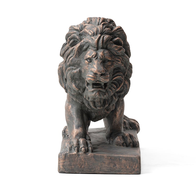 Glitzhome 24.5"L MGO Guardian Walking Lion Statue Indoor Outdoor Garden Sculpture Front Door Porch Decor