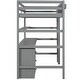 preview thumbnail 8 of 28, Wood Twin Size Loft Bed with Desk, Blackboard, Storage Box, Shelf & 3 Drawers, Safe Design with Guardrails, Grey