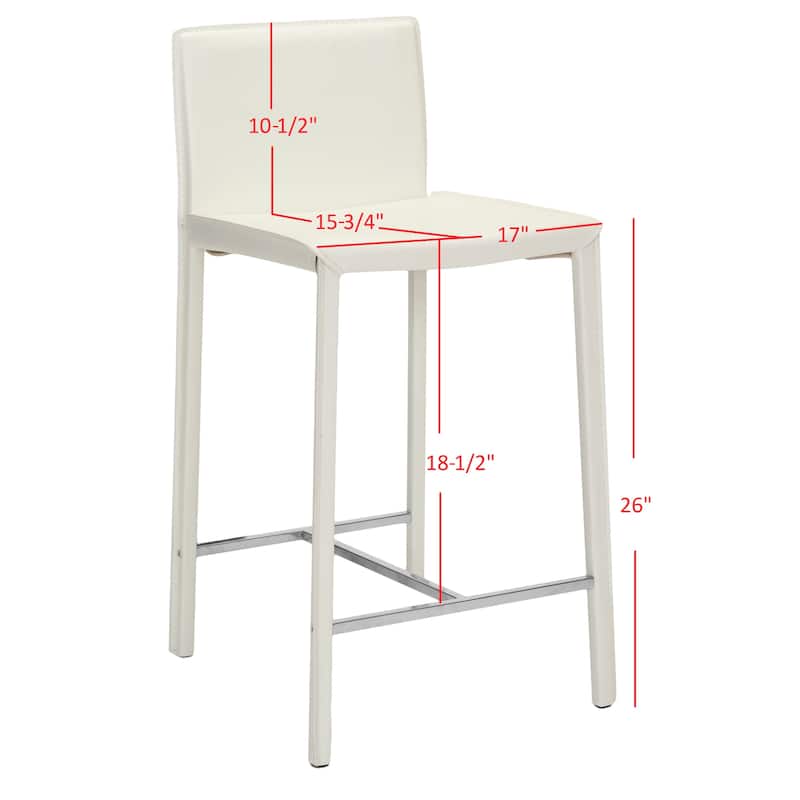 SAFAVIEH Jeraldine Mid-Century 26-inch Ave White Counter Stool (Set of 2) - 18.3" x 19.7" x 35.4" - 18Wx20Dx35H