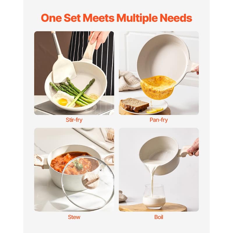 Aluminum Cookware Set with Non-Stick Pans and Lids