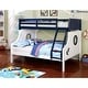 preview thumbnail 6 of 8, Wooden Twin over Full Bunk Bed with Angled Ladder Blue/White
