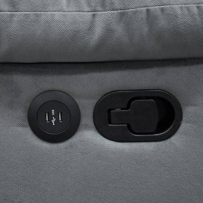 Velvet Upholstered Manual Motion Recliner Sofa with USB Port