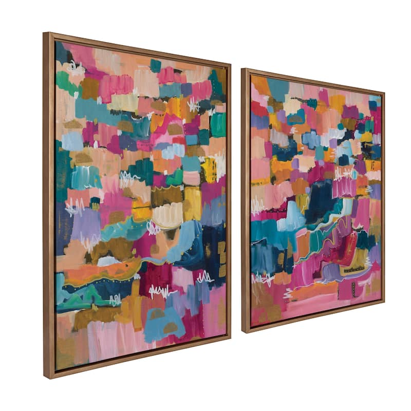 Kate and Laurel Sylvie Applause Framed Canvas Set by Leah Nadeau