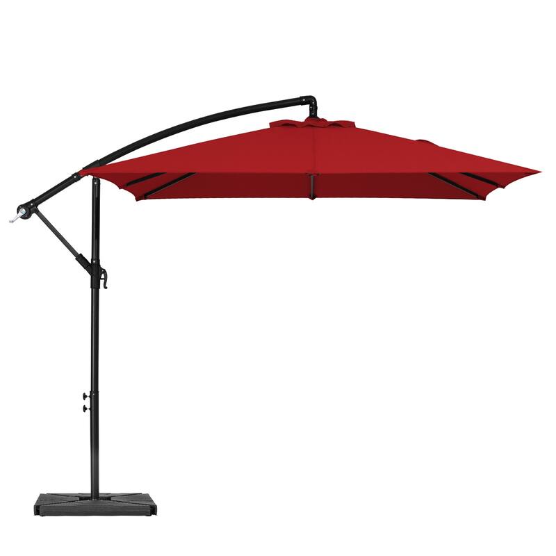 8ft×8ft Square Steel Crank-lift Cantilever Umbrella With Weighted Base