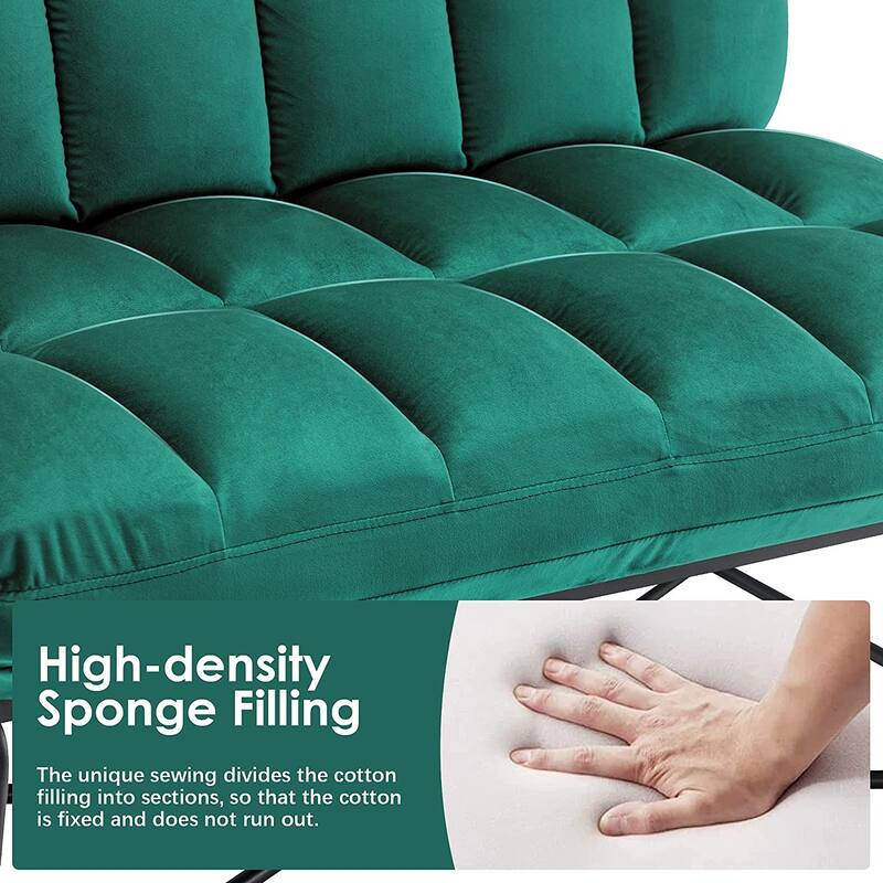 Mcombo Loveseat Sofa Couch, Mid-Century Velvet Armless Settee, 2-Seater Upholstered Bench for Living Room Bedroom 4018